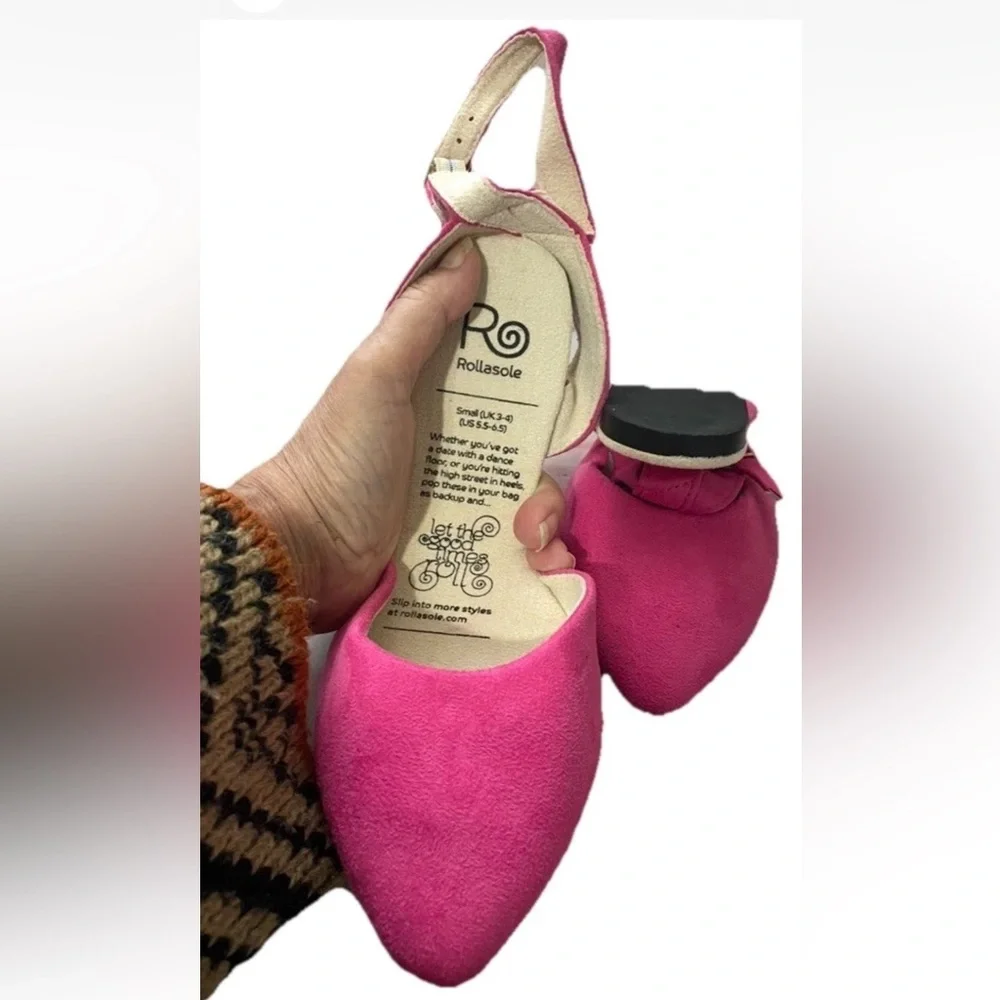 ROLLO'S Vibrant Pink Ankle Flats Shoes - Take along fold up shoes